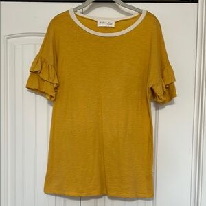 Gold Ruffled Short Sleeve Tee
